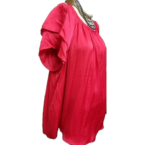 terra & sky Tops - terra & sky Red Silky Soft Size 2X Poet Blouse Oversized Flowing Boho